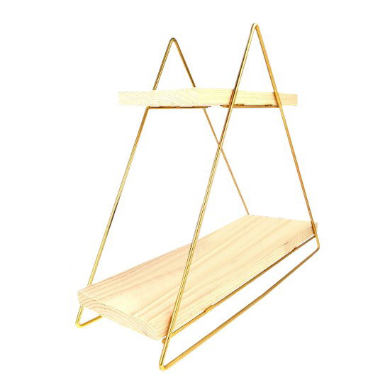 Hanah Home Estantería de pared de madera maciza Dorado y Marrón Hanah Home Estantería de pared de madera maciza Dorado y Marrón